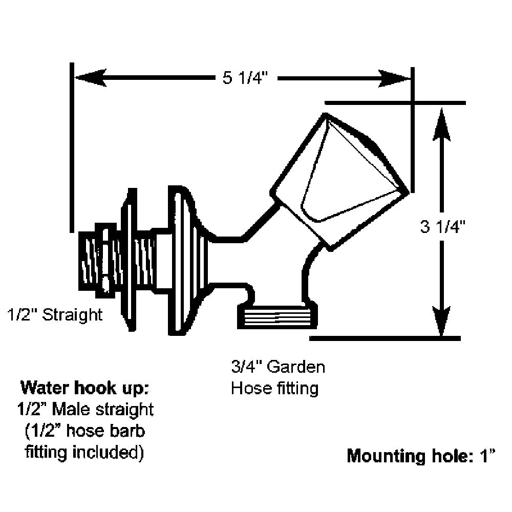 Scandvik 10187P SS Washdown Spigot, 316 Marine-Grade Stainless Steel