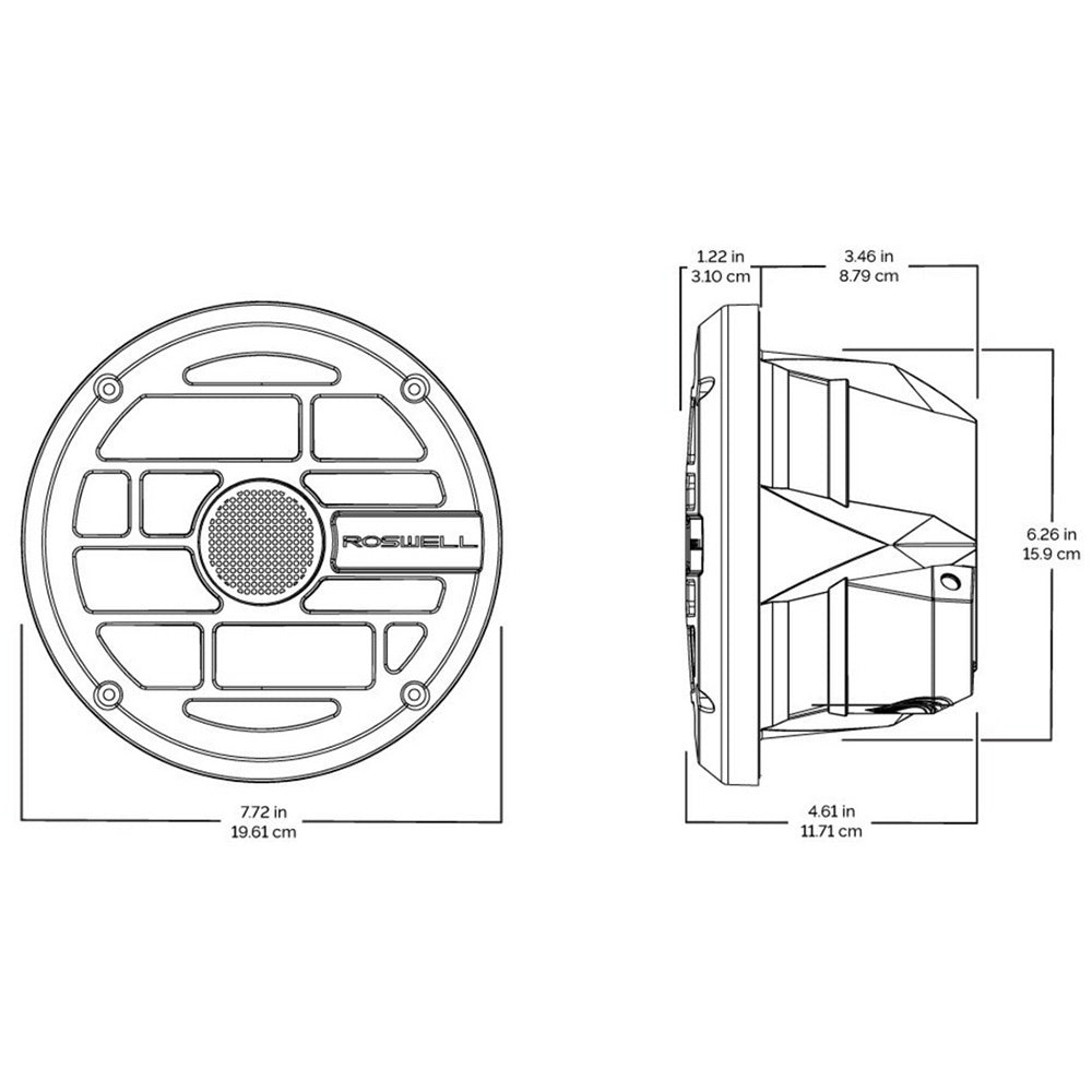Roswell Marine R Series 6.5" Marine Speaker, 60W RMS, RGB LED, Klippel Certified