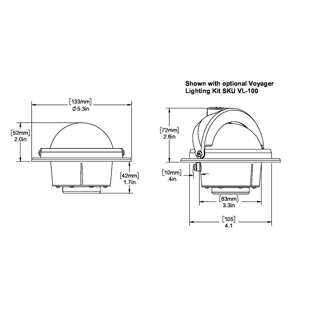 Ritchie RU-90 Voyager Compass, Flush Mount, Rear Read, 5-Year Warranty