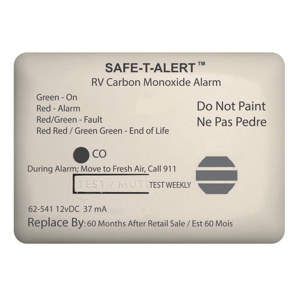 Safe-T-Alert 62 Series Carbon Monoxide Alarm, 12V RV Surface Mount, White
