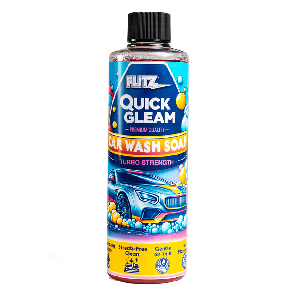 Flitz Quick Gleam Car Wash Soap, 8oz Concentrate – Streak-Free & Biodegradable