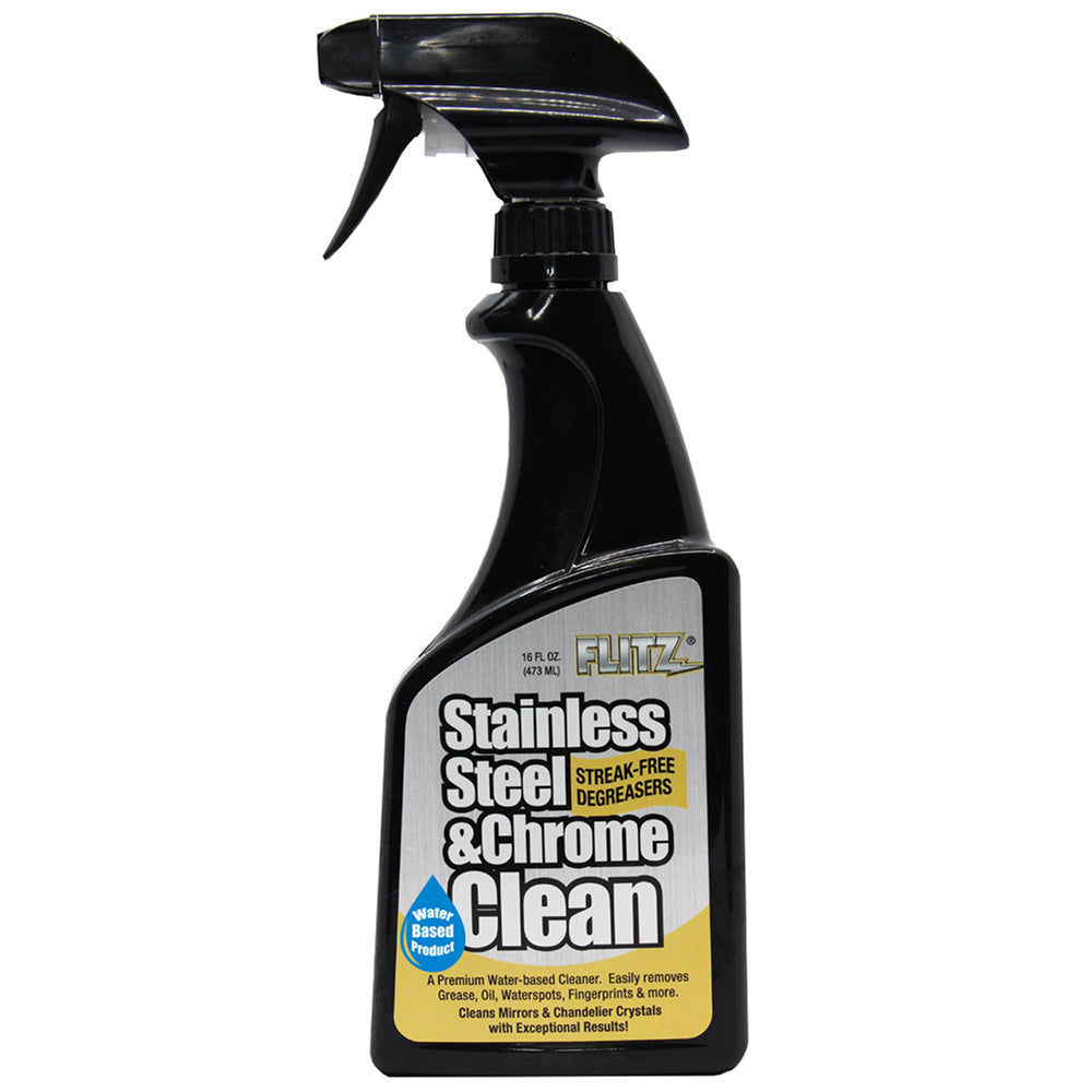 Flitz Stainless Steel & Chrome Cleaner with Degreaser, 16 oz, Made in USA