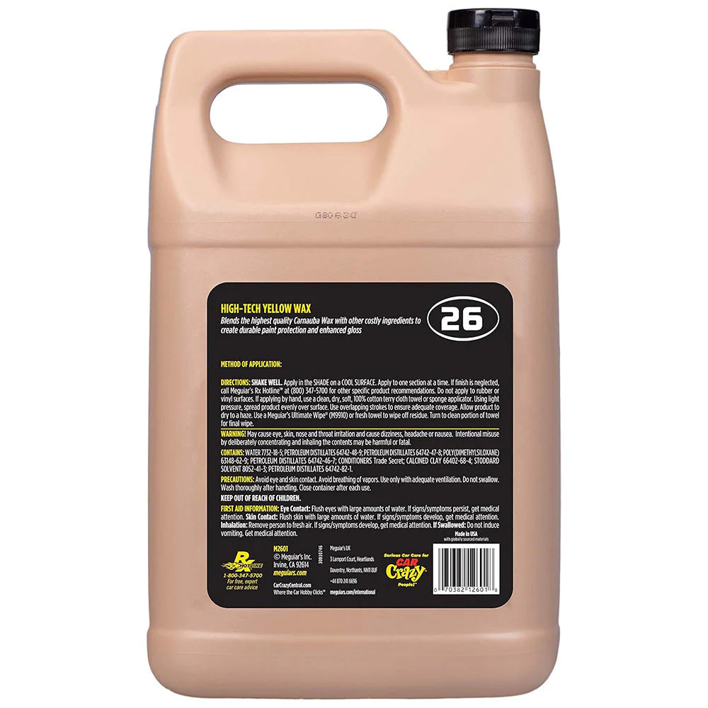 Meguiar's Mirror Glaze M26 Hi-Tech Yellow Liquid Wax, 1 Gallon