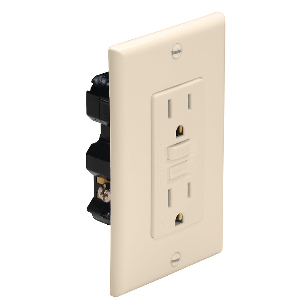 Marinco 15A 125V GFCI Duplex Receptacle, Ivory Straight Blade
