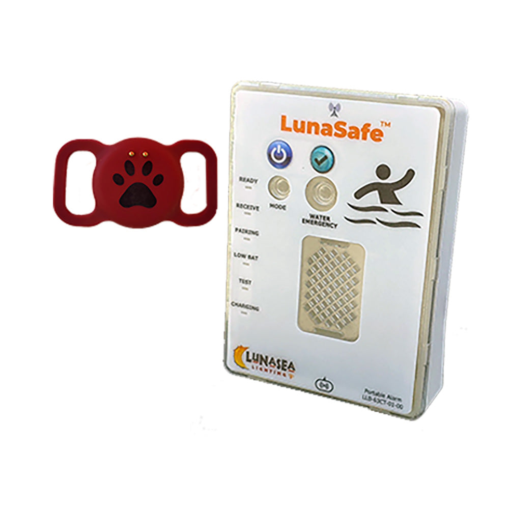 Lunasea Lighting Water-Activated Pet Safety RF Transmitter with Rechargeable Alarm Receiver, Red