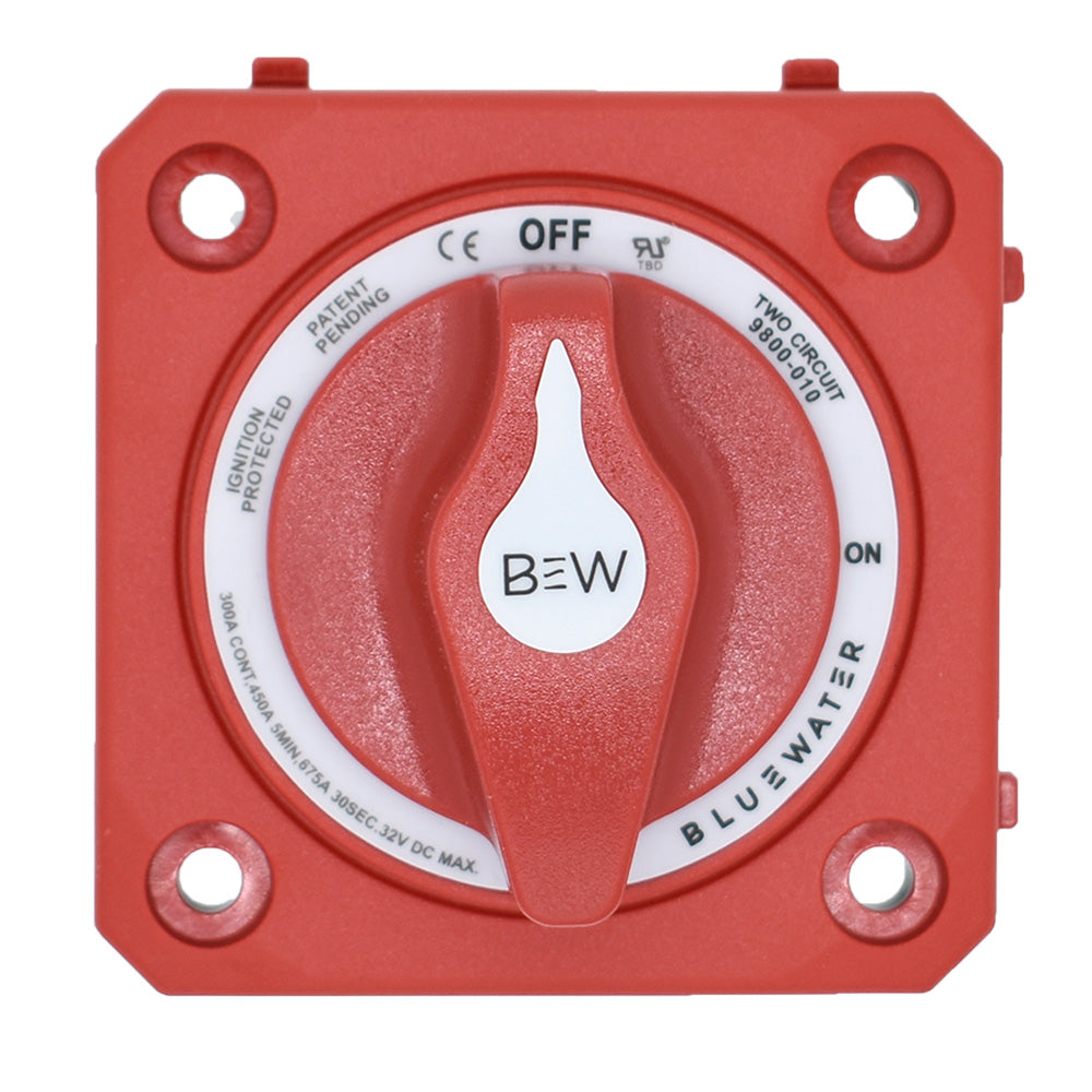 Bluewater On/Off 4-Post Dual Circuit Battery Switch, Panel Mount, 300A