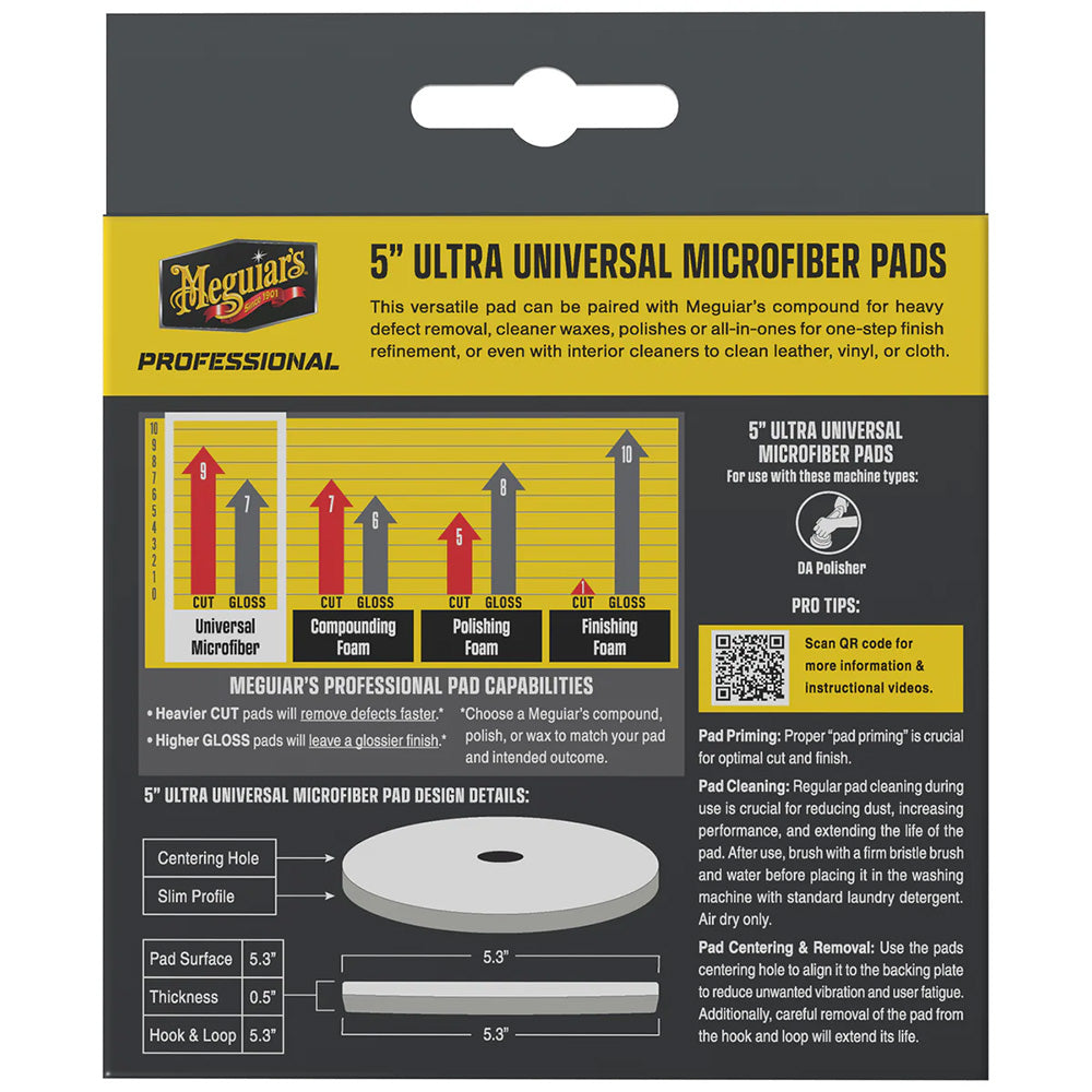 Meguiar's Professional Ultra Universal Microfiber Pads, 5-Inch (2-Pack)
