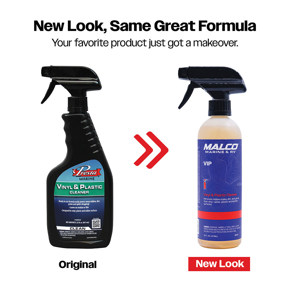 Malco Marine VIP Vinyl & Plastic Cleaner, 16oz – Film-Free Finish