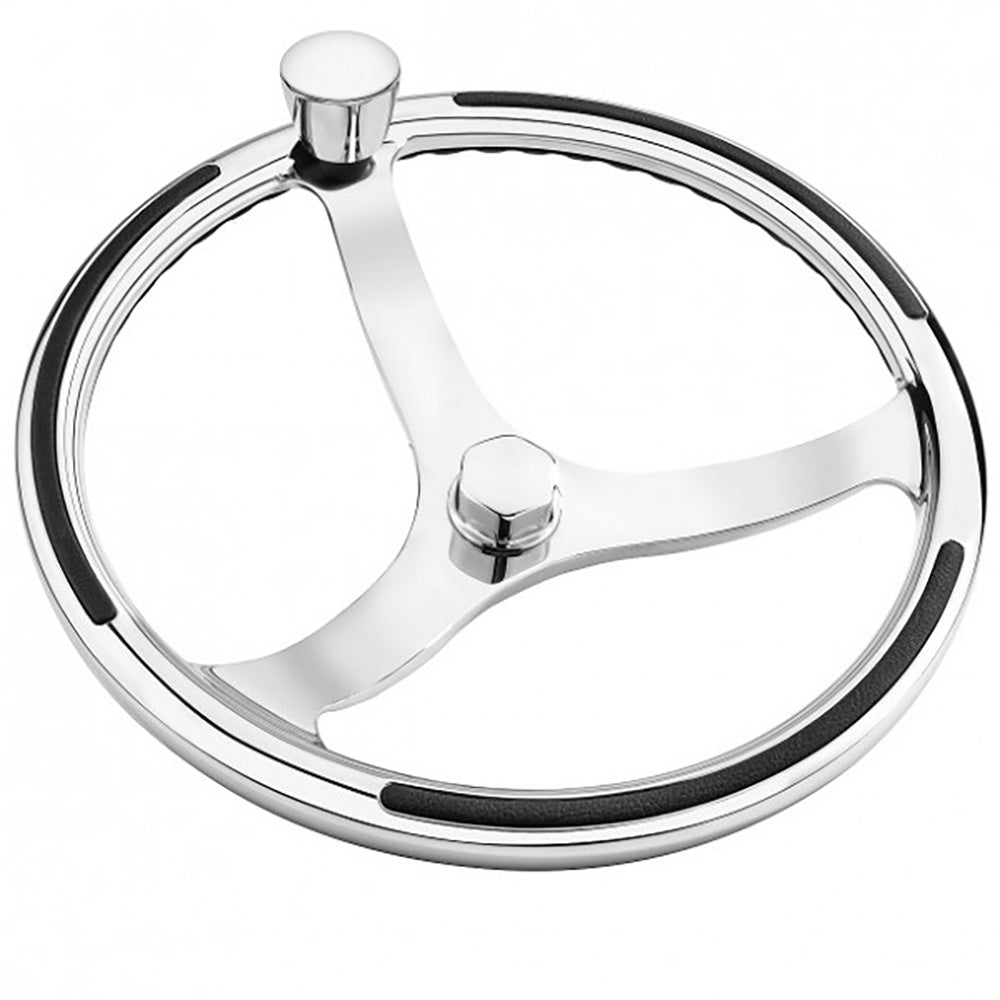 Schmitt Marine Primus 15.5 in. Stainless Steel Steering Wheel with Control Knob