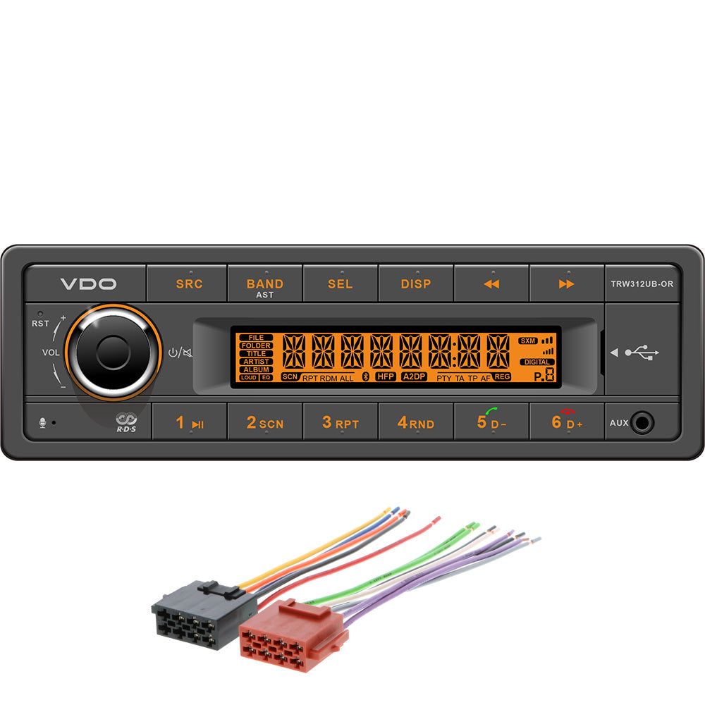 VDO 12V Marine Radio with Bluetooth and USB, Orange Illumination (TRW312UB-ORK)