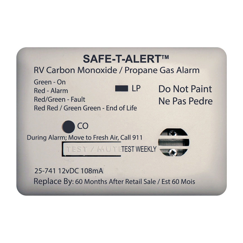 Safe-T-Alert 25 Series Dual Carbon Monoxide and Propane Alarm, 12V Hardwire, White