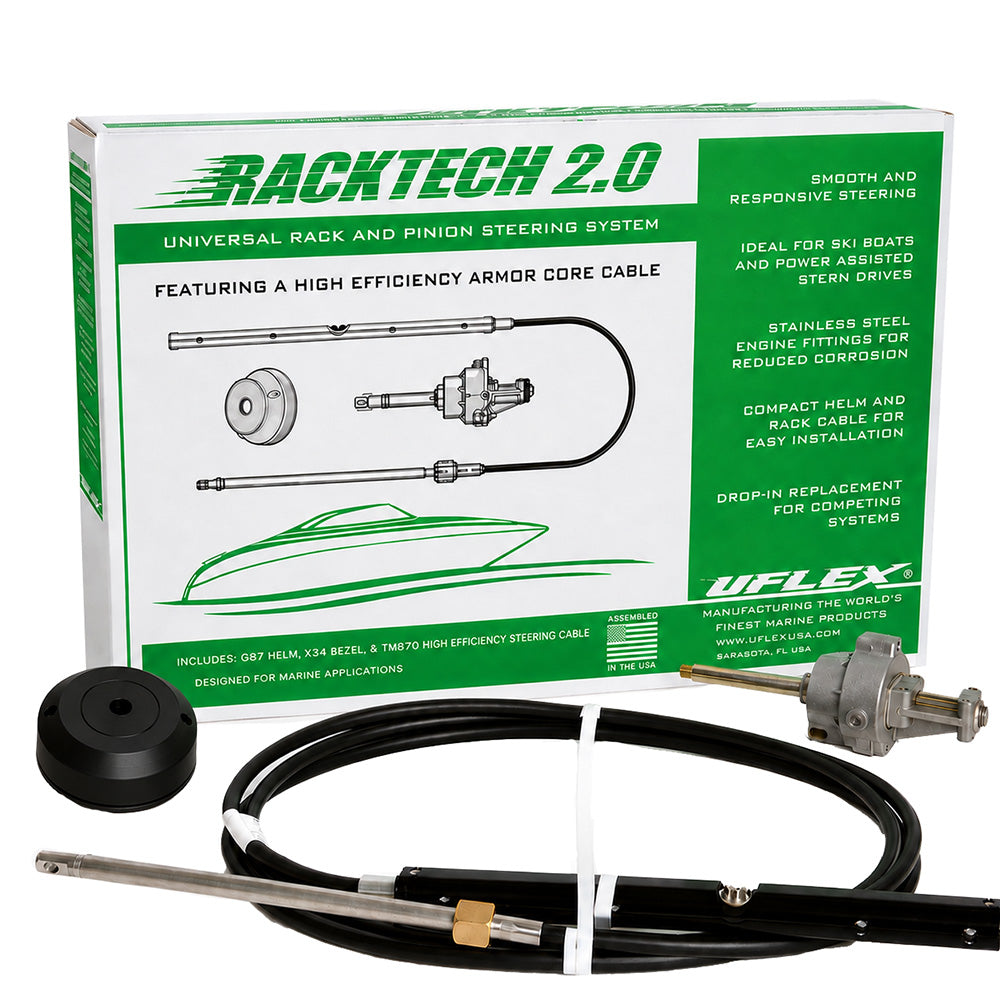 Uflex Racktech 2.0 High Efficiency Rack and Pinion Steering Kit with 16 ft. Cable