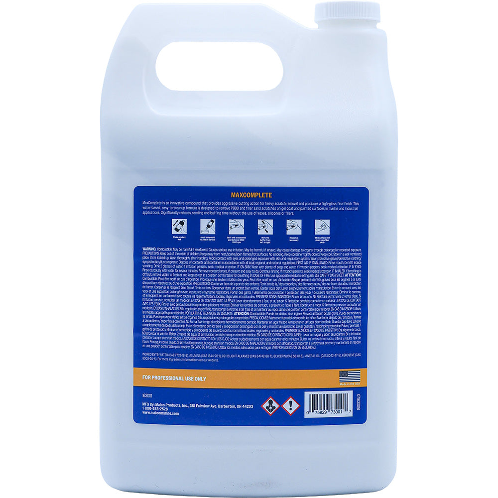 Malco Marine MaxComplete Cutting Compound, 1 Gallon, Case of 4