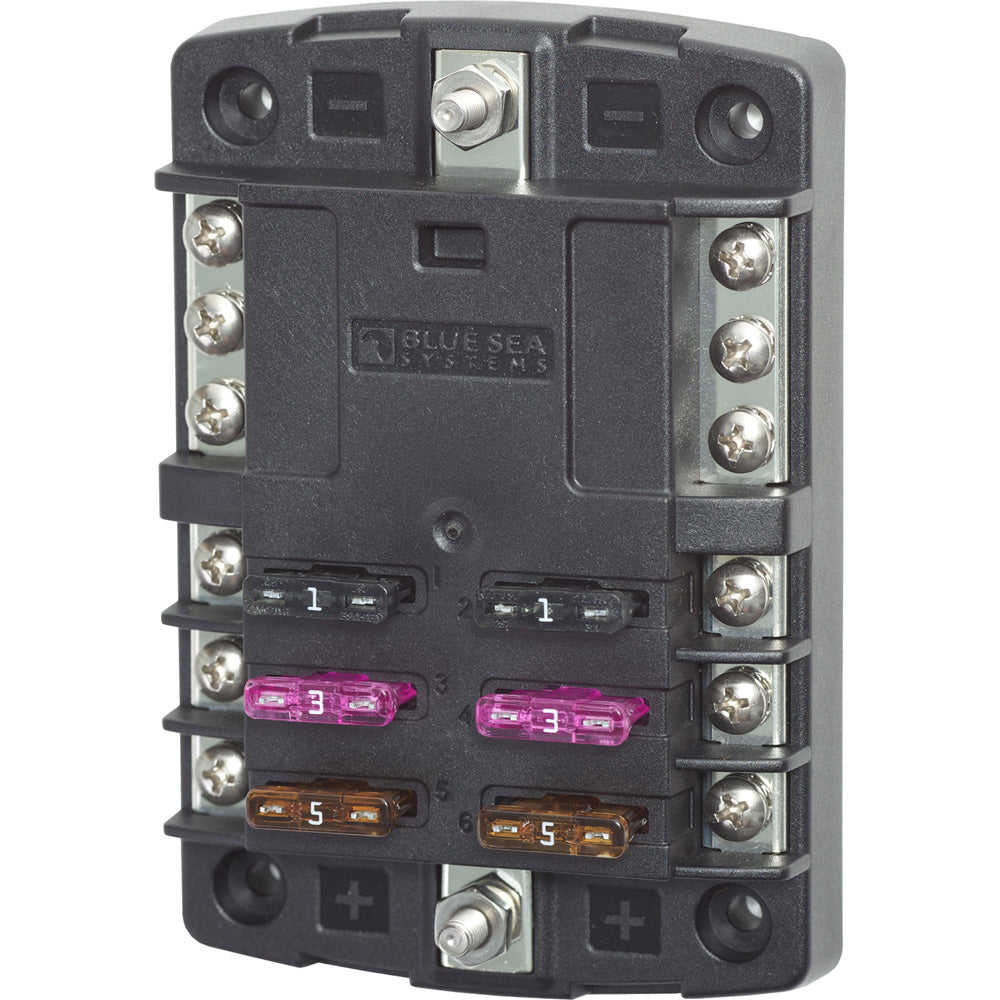Blue Sea Systems 5030 ST Blade Fuse Block, 6 Circuit, w/ Negative Bus