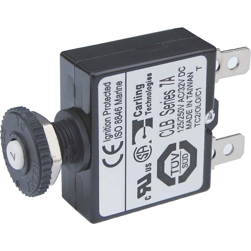 Blue Sea Systems 7053 7A Thermal Push-Button Circuit Breaker, Ignition Protected