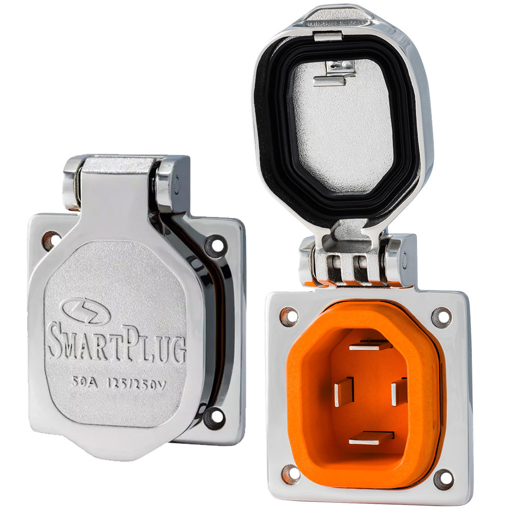 SmartPlug 50 AMP Male Inlet W/Cover, Stainless Steel