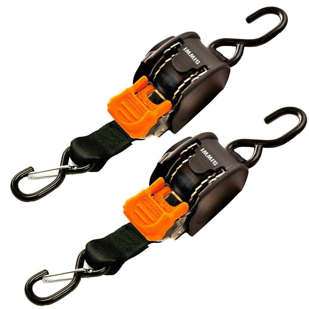 CargoBuckle Mini G3 Retractable Tie-Down Pair, 1" x 6', Dual S-Hooks