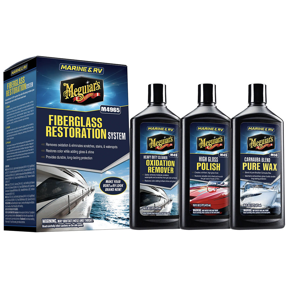 Meguiar's Marine/RV Fiberglass Restoration System Kit, 3-Step, 16oz Bottles