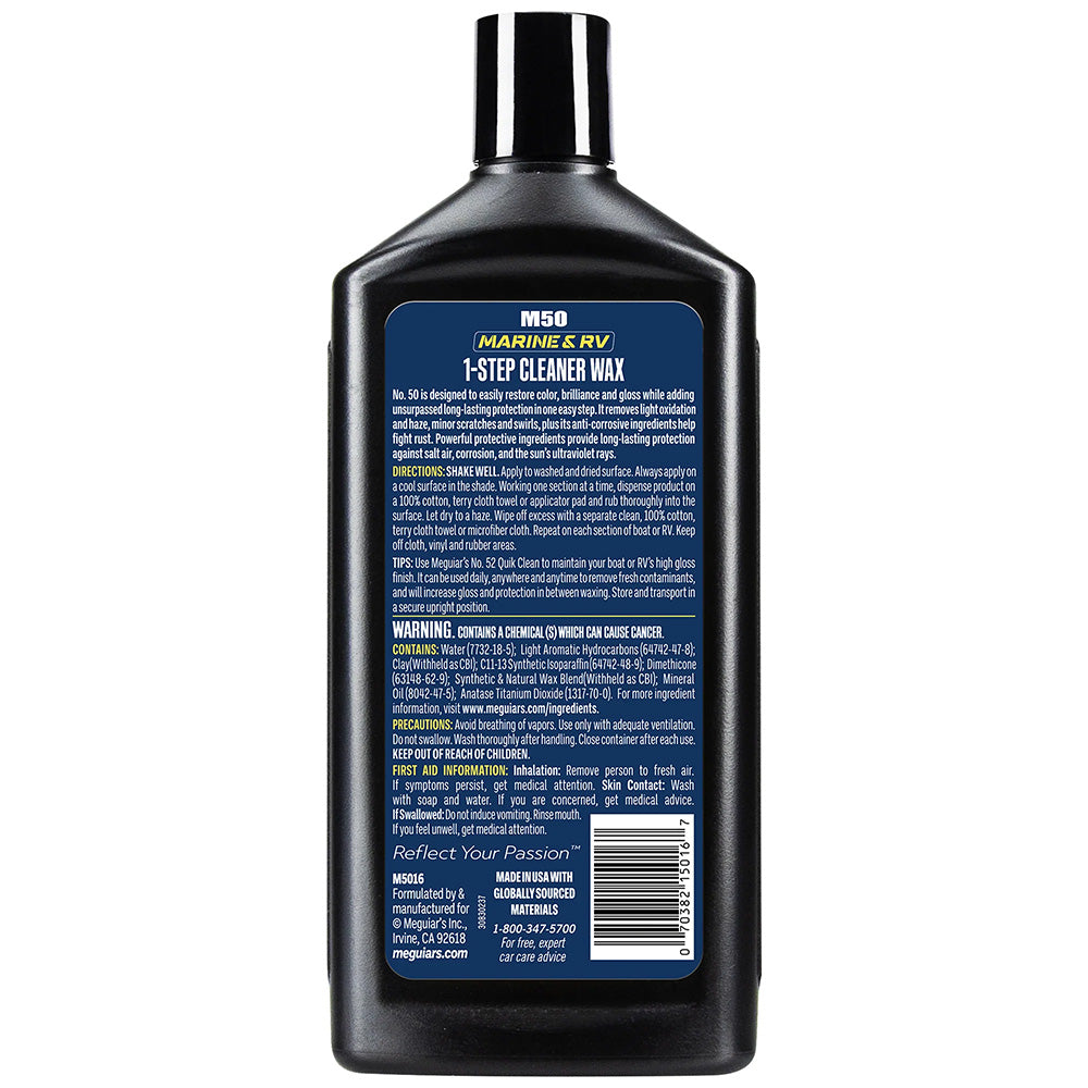Meguiar's Boat/RV One Step Cleaner Wax, 16 oz., VOC Compliant