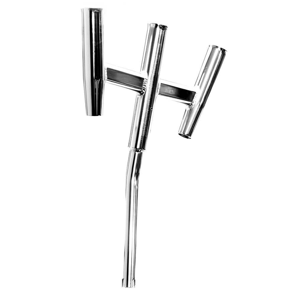 Tigress Triple Aluminum Kite Rod Holder, Bent Butt, Polished, Made in USA