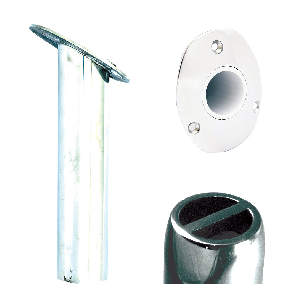 Tigress Oval Head SS Gunnel Mount Rod Holder, 30° Angle