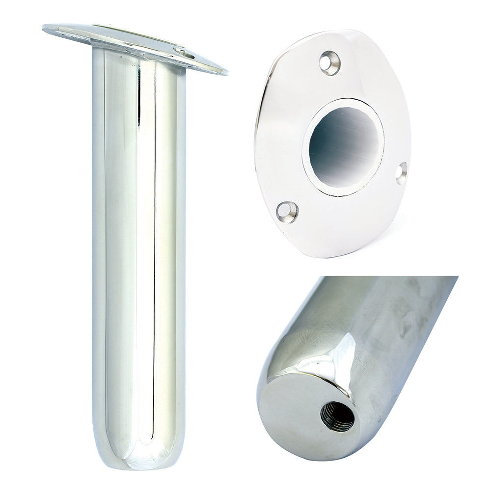 Tigress Oval Head Closed Base Rod Holder - 30 Degree - 9" Stainless Steel