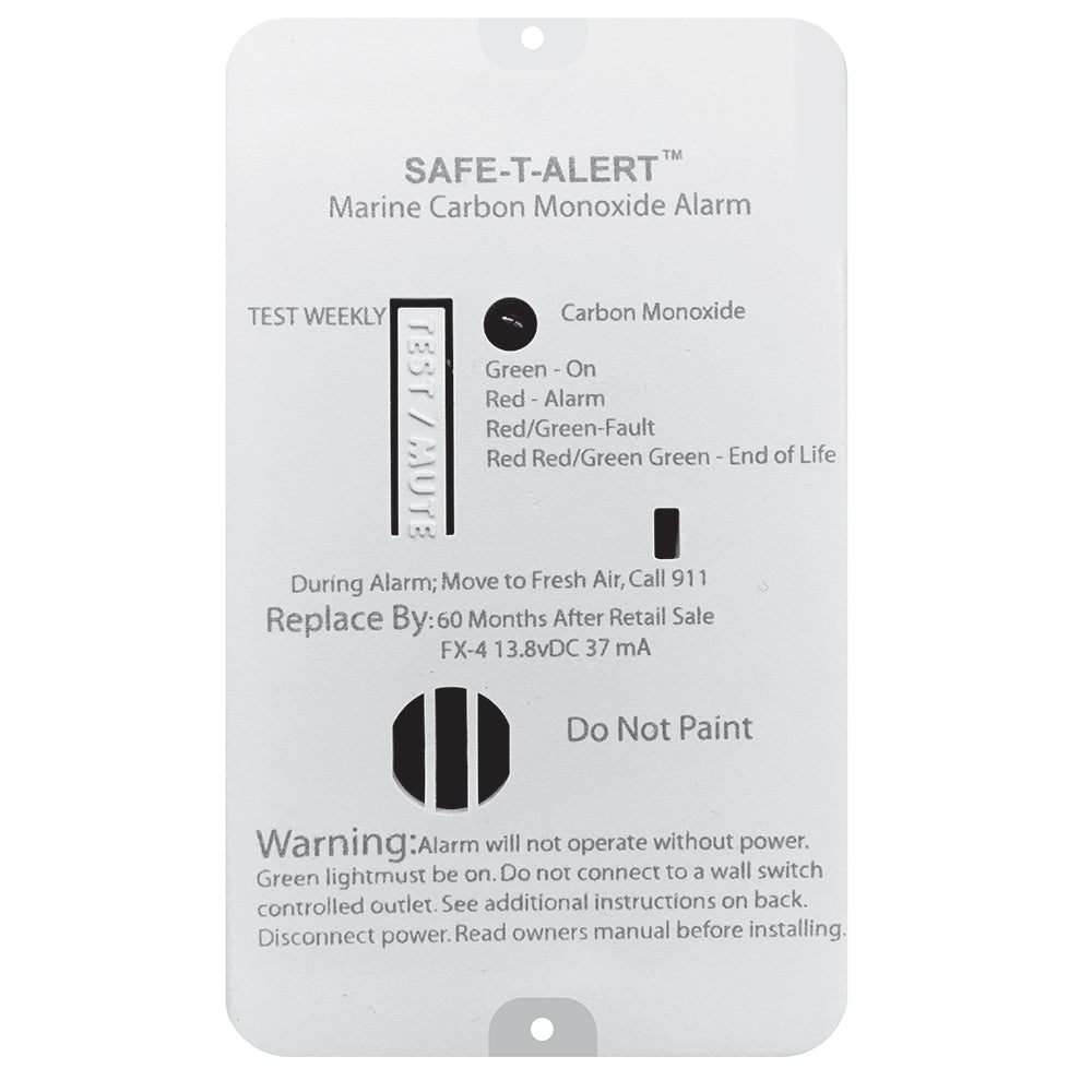 Safe-T-Alert FX-4 CO Alarm, 12V DC, 85 dB, UL 2034 & ABYC A-24 Certified