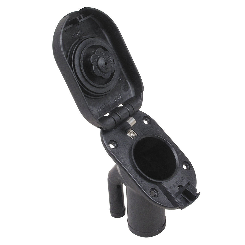 Perko Vented Gas Fill, 35° Angled Neck, 1-1/2" Hose, Black Polymer