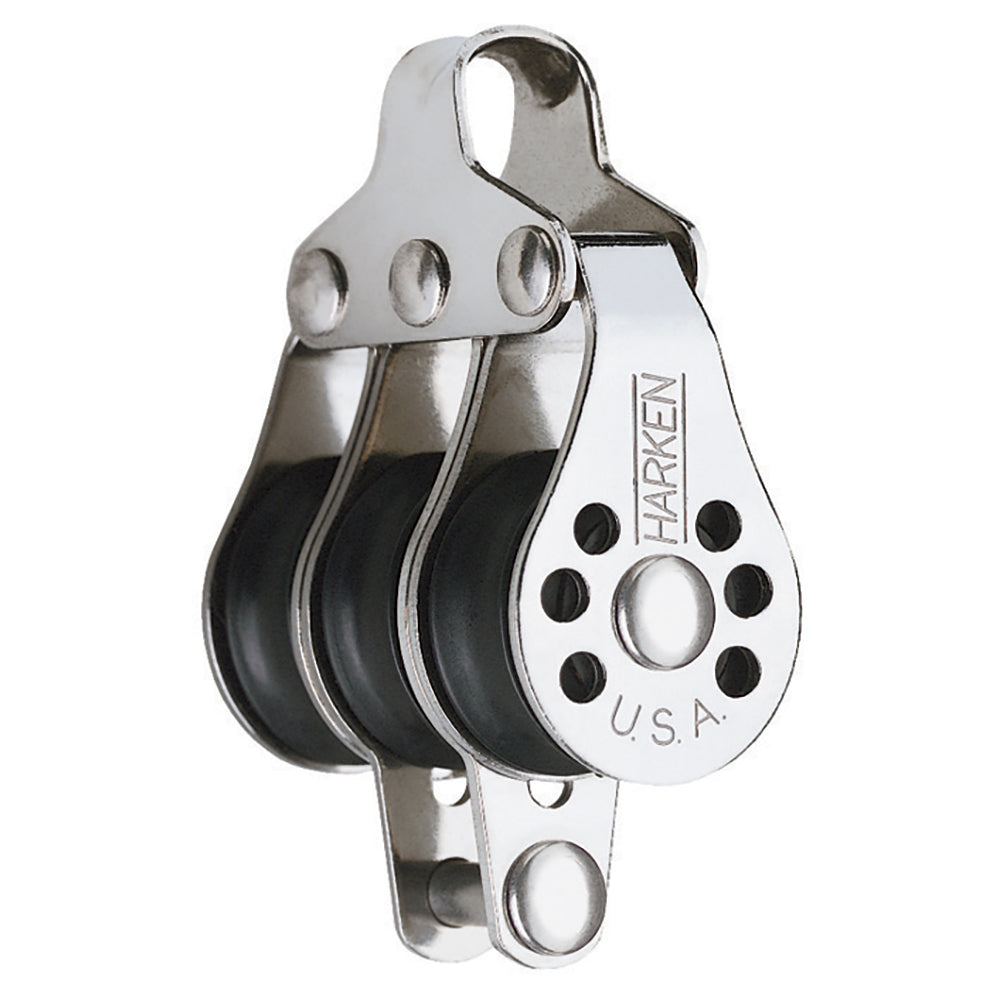 Harken 22mm Triple Micro Block with Becket – Low-Friction, 500lb MWL