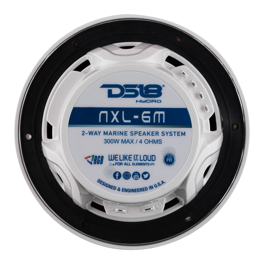 DS18 NXL-6M/WH 6.5 in. 2-Way Marine Speakers with RGB LED Lighting, Pair