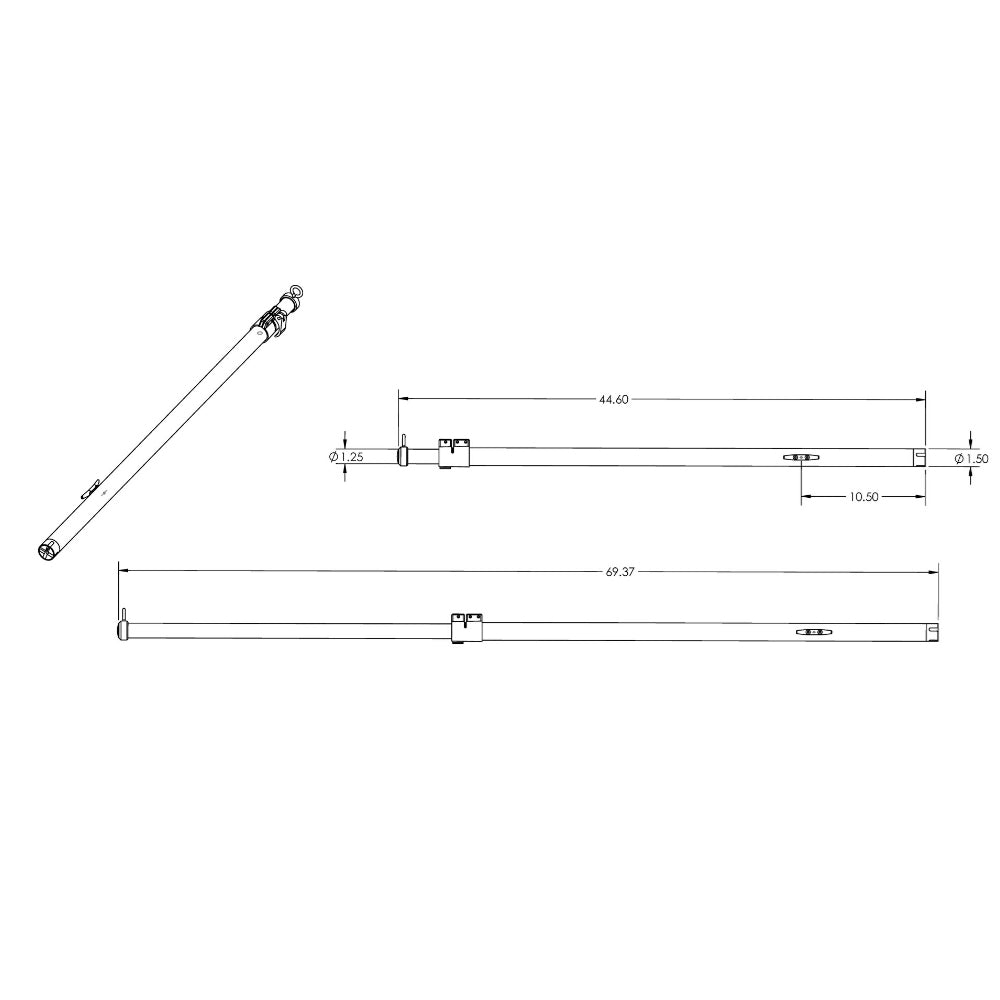 TACO Marine Tele-Sun Aluminum Shade Pole, 44.6"-69.37" Telescoping w/ Bag