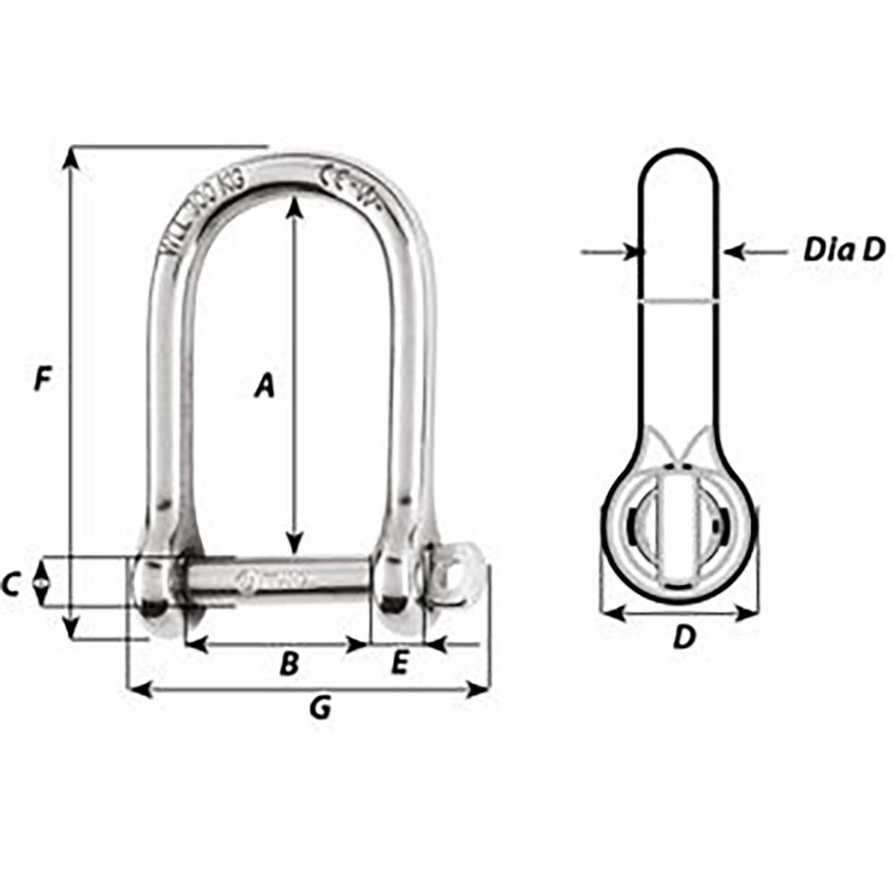 Wichard Marine Self-Locking Large Shackle, 5mm Pin, 550 lb Working Load