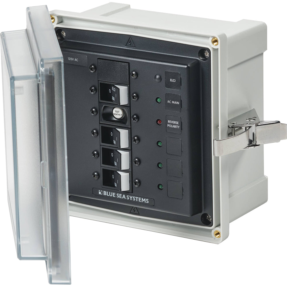 Blue Sea Systems 3128 SMS Panel Enclosure, 120V AC, ELCI (30A), 3x 15A