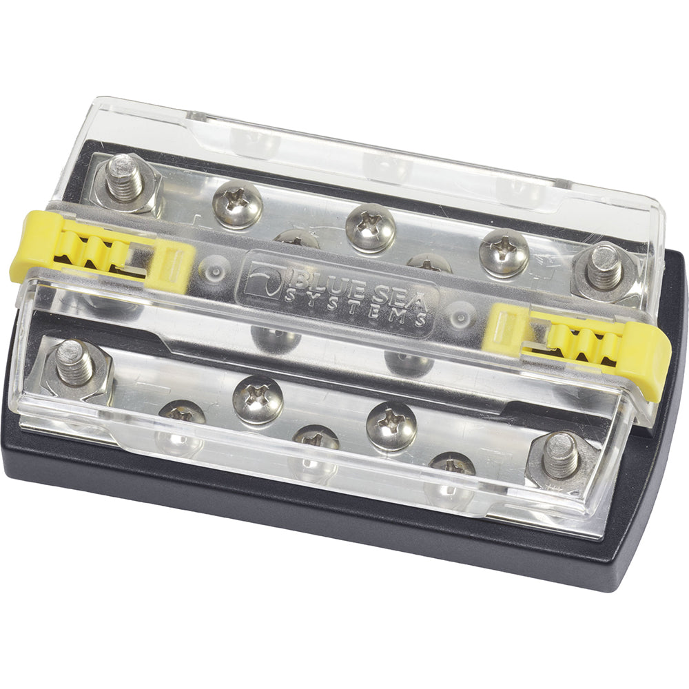 Blue Sea Systems DualBus Plus 150A Bus Bar, 1/4" Stud, 5 x 10-32 Screw Terminal