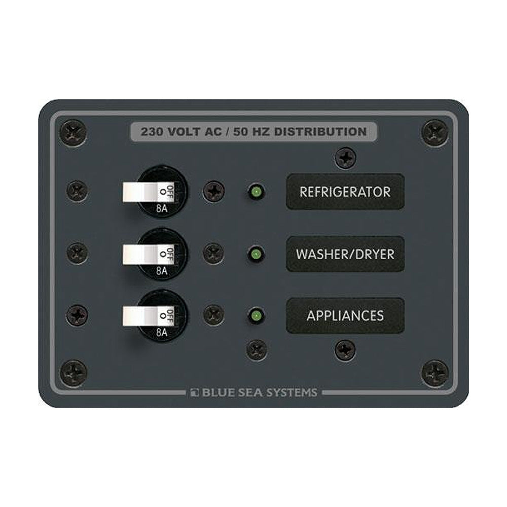 Blue Sea Systems 8158 AC 3 Position Breaker Panel, 230V, 100A