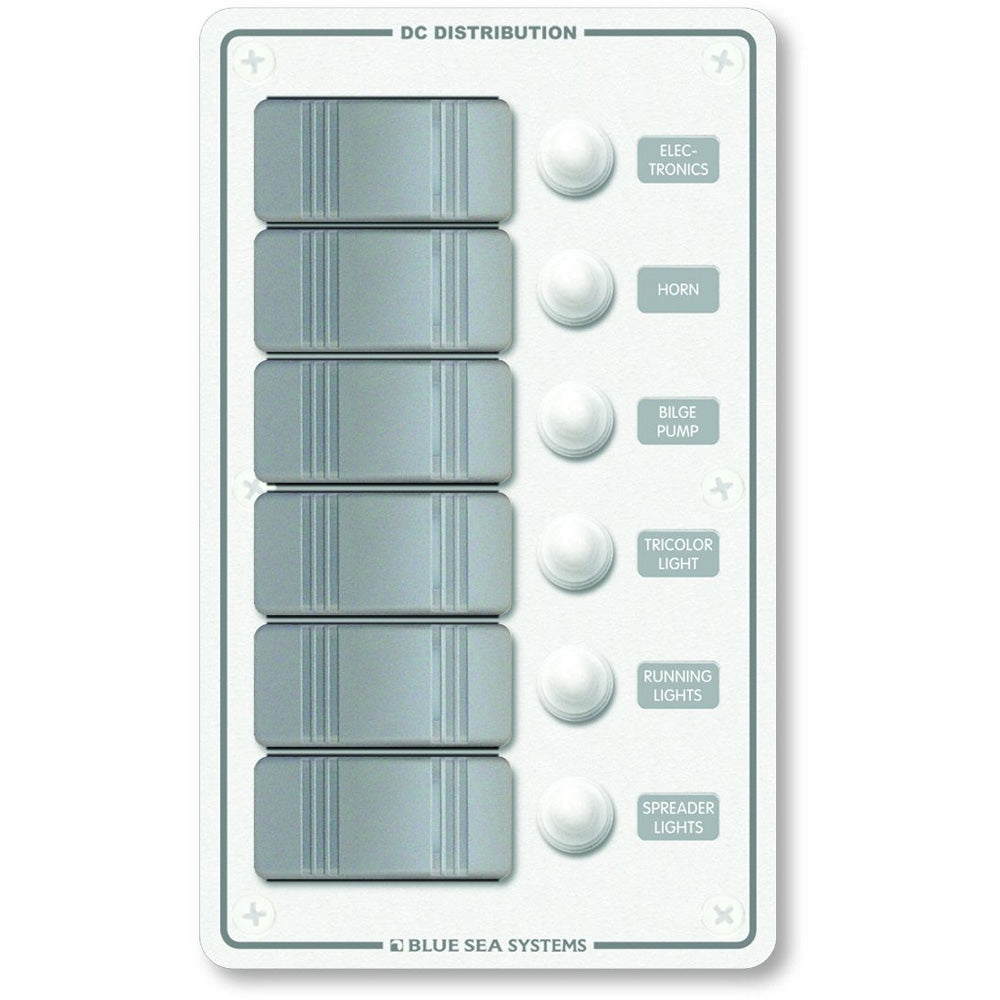 Blue Sea Systems Contura 6-Pos DC Panel, Vertical - CE, IP66