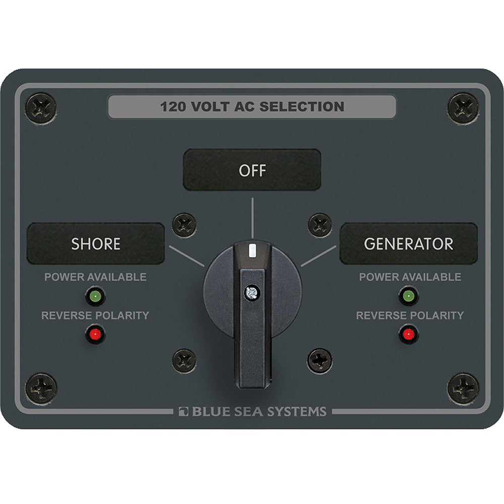 Blue Sea Systems AC Source Selection Rotary Switch Panel, 30A 120V AC