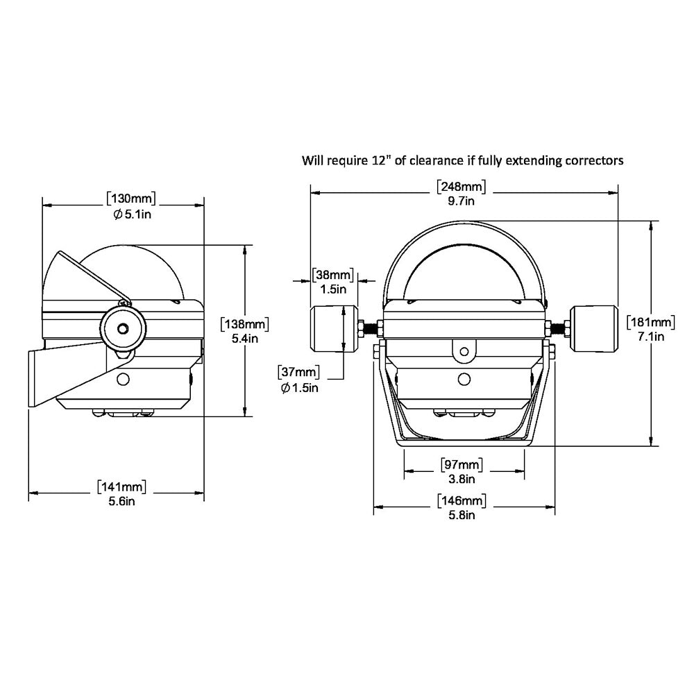 Ritchie Helmsman HB-845 Steel Boat Compass, Bracket Mount, 3 3/4" PowerDamp Dial