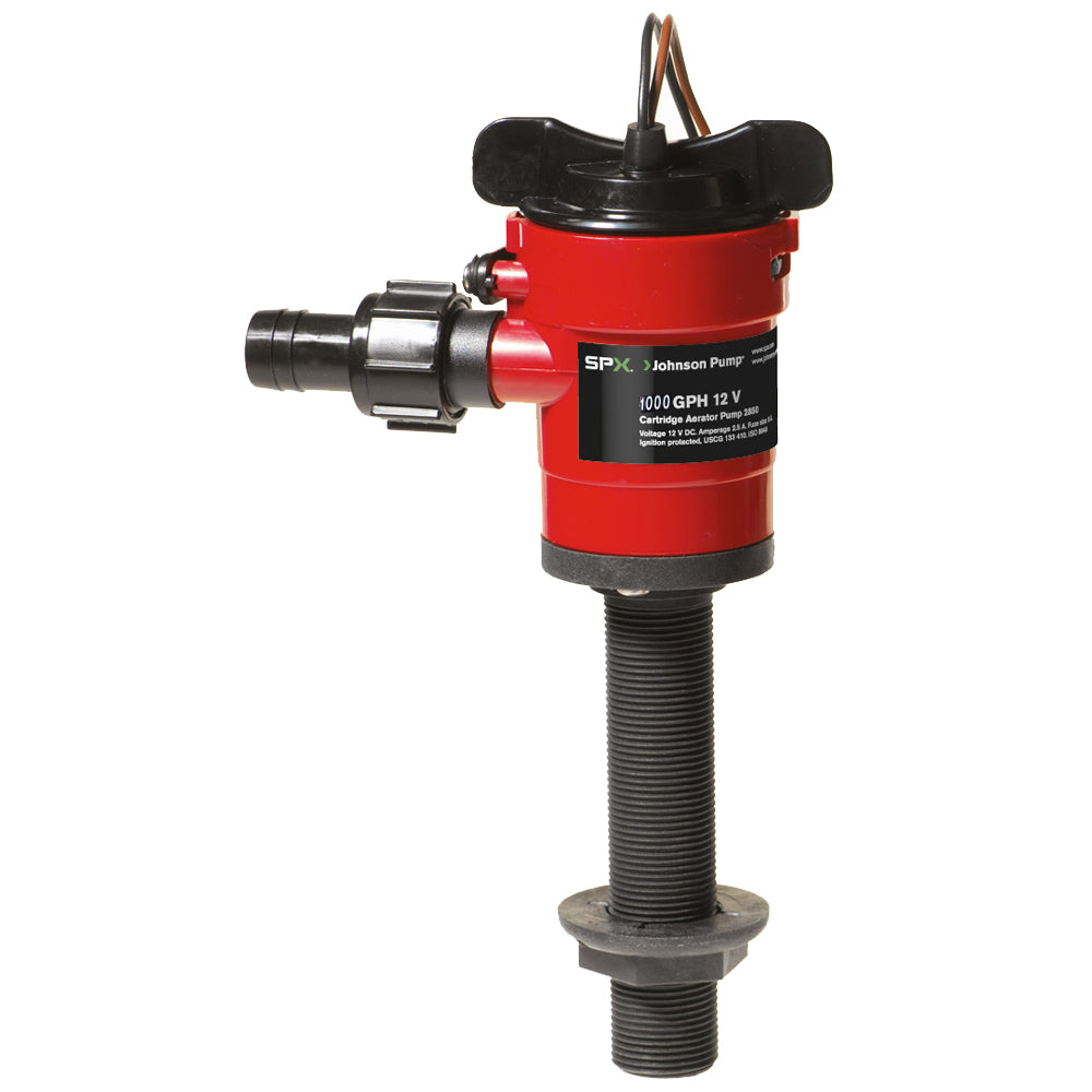 Johnson Pump Cartridge Aerator Pump, 1000 GPH, 12V – ISO 8849 Certified