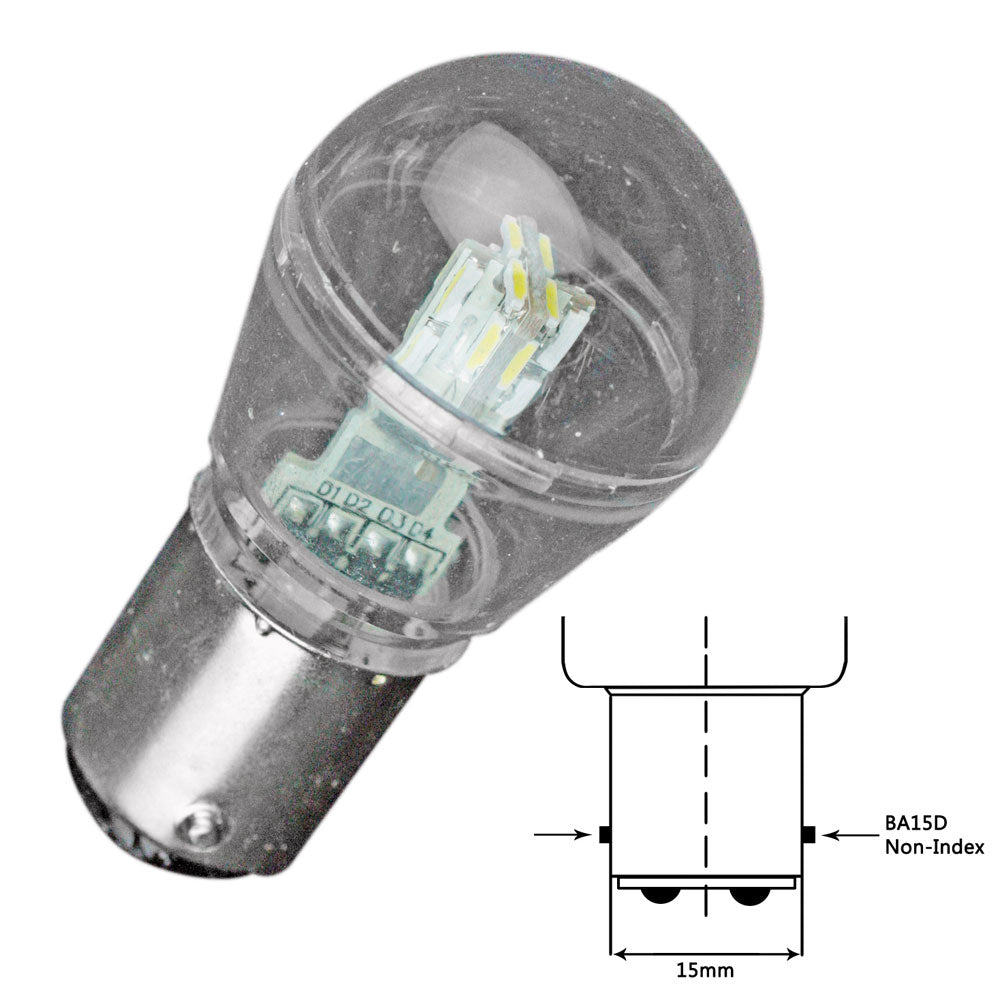 Lunasea Lighting BA15D Silicone Encapsulated LED Bulb, Warm White, 10-30VDC