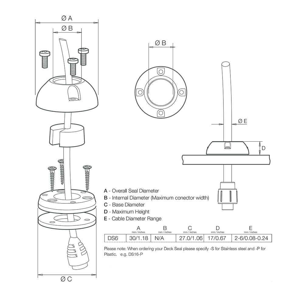 Scanstrut DS6-P Vertical Cable Seal