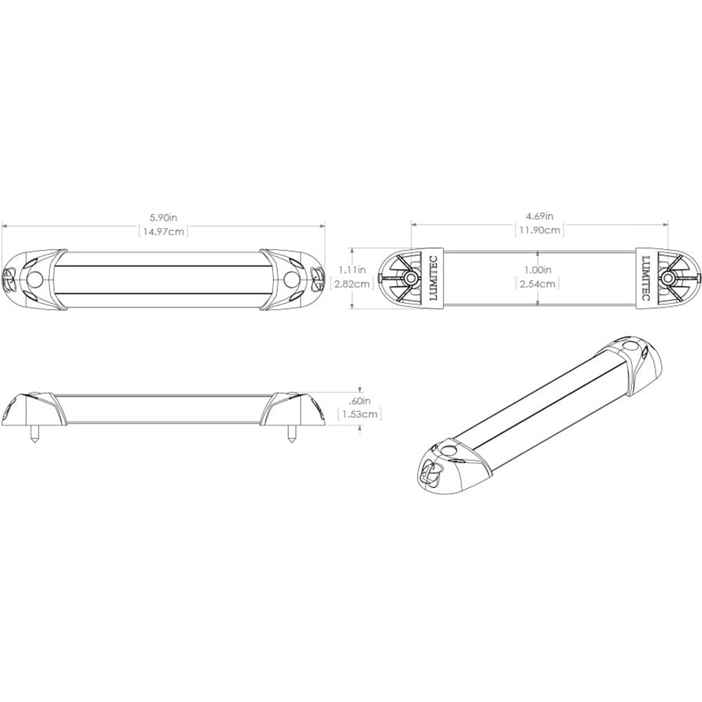 Lumitec Mini Rail2 6" LED Utility Light – Spectrum RGBW, Brushed Finish