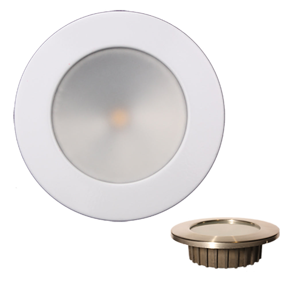 Lunasea “ZERO EMI" Recessed 3.5" LED Light - Warm White, Blue w/White Stainless Steel Bezel - 12VDC