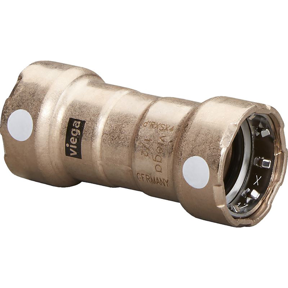 Viega MegaPress 3/4" Copper Nickel Coupling with Stop, Smart Connect