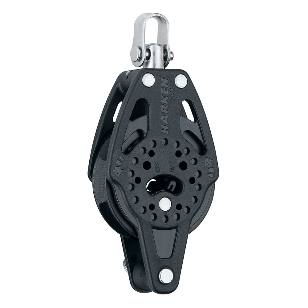 Harken 57mm Carbo Single Ratchet Block w/ Swivel & Becket, 500 lb WLL
