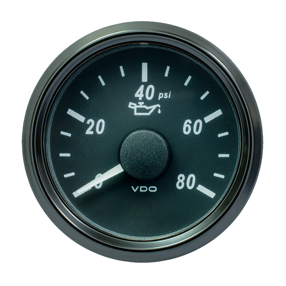 VDO SingleViu 52mm Oil Pressure Gauge, 80 PSI, 0-180 Ohm, Dual Input