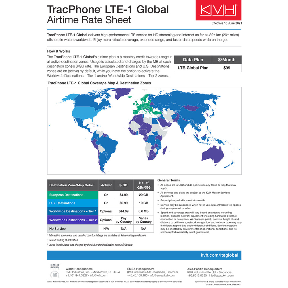 KVH 01-0419-01 TracPhone LTE-1 Global Marine System, LTE-A