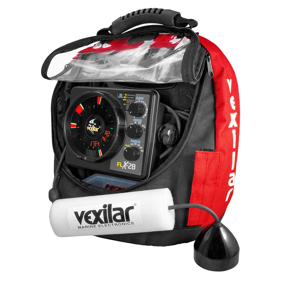 Vexilar FLX-28 Pro Pack II Ice Flasher, ProView Ice-Ducer & Lithium Battery