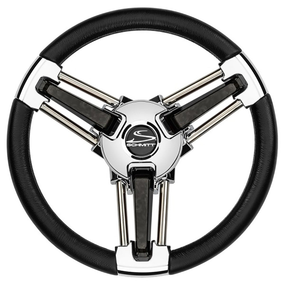 Schmitt Marine Burano Wheel, 14" Black Polyurethane with Stainless Spokes