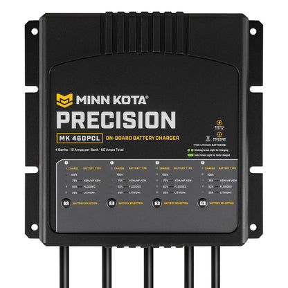 Minn Kota MK-460 PCL On-Board Charger, 4 Bank x 15 Amp – LiFePO4 Optimized
